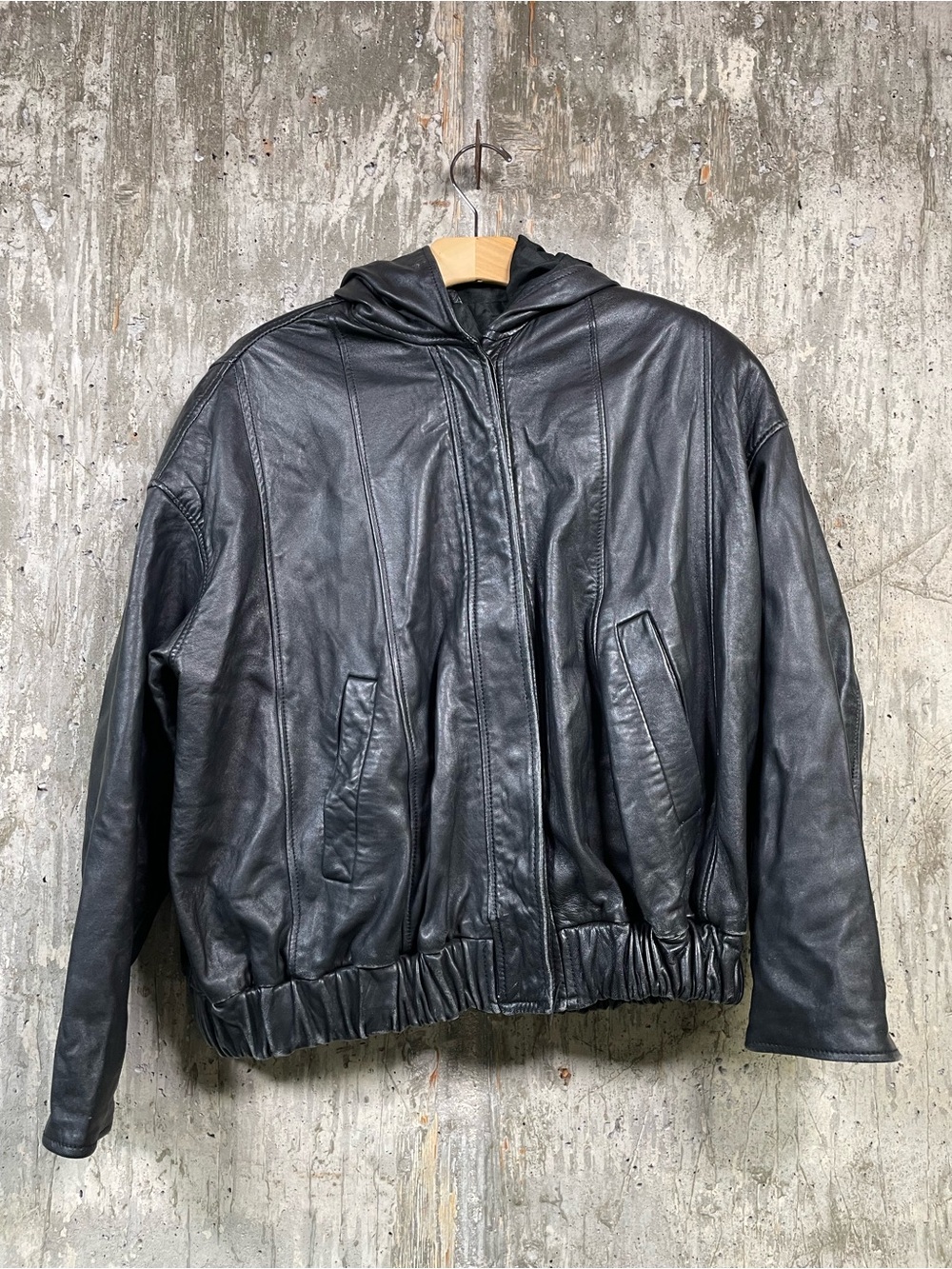 BALLY Women's Hooded Leather Jacket Size 6 in Black